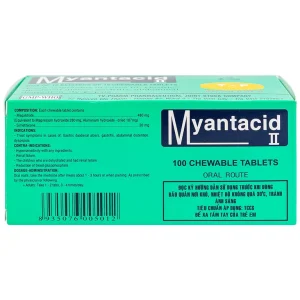 Viên nhai Myantacid-II TV.Pharm điều trị loét dạ dày - tá tràng, viêm dạ dày (10 vỉ x 10 viên)