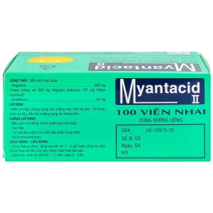 Viên nhai Myantacid-II TV.Pharm điều trị loét dạ dày - tá tràng, viêm dạ dày (10 vỉ x 10 viên)