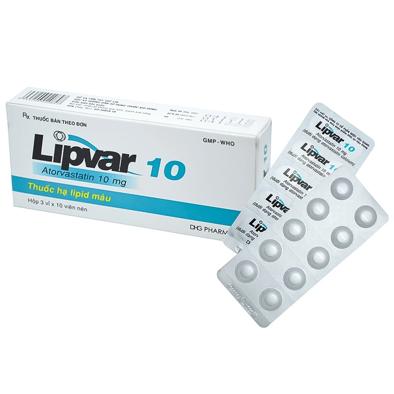 Thuốc Lipvar 10 DHG Pharma hạ lipid máu (3 vỉ x 10 viên)