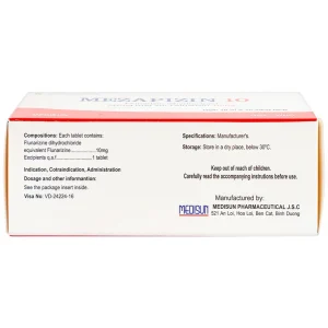 Viên nén Mezapizin 10 Medisun điều trị đau nửa đầu (10 vỉ x 10 viên)