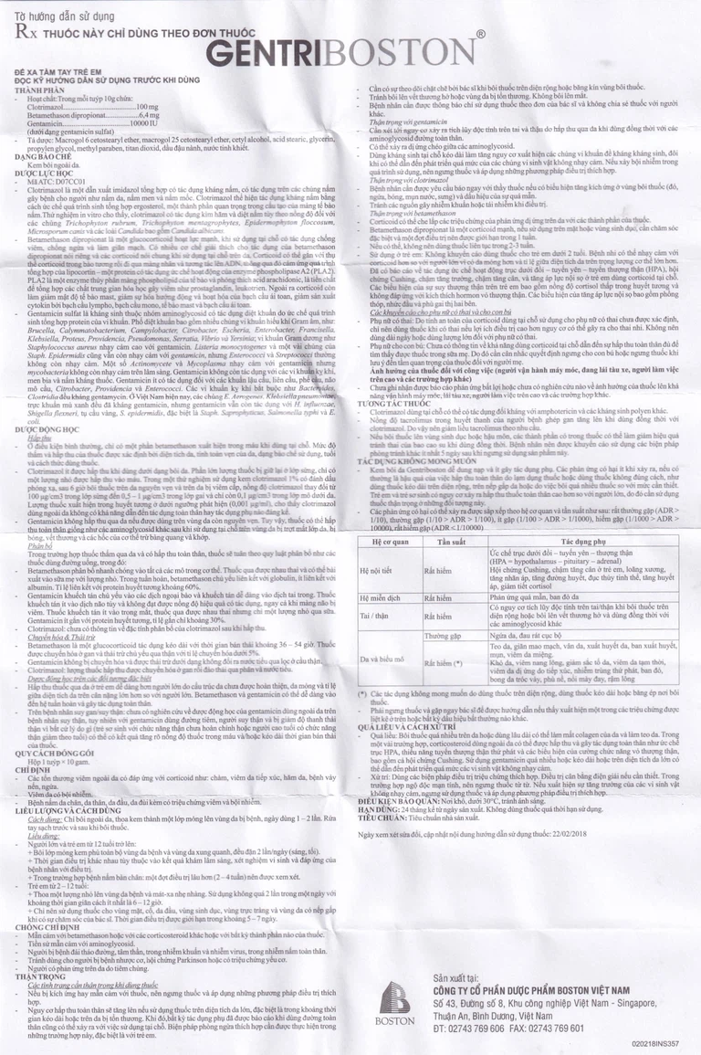 Kem bôi da GentriBoston điều trị các tổn thương viêm ngoài da (10g)