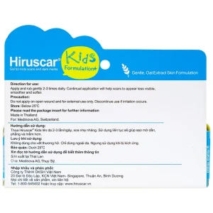 Gel Hiruscar Kids Medinova giúp sẹo mờ dần, phẳng và mềm hơn (10g)