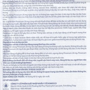 Viên nén Piroxicam 20mg Domesco giảm triệu chứng viêm khớp dạng thấp (3 vỉ x 10 viên)