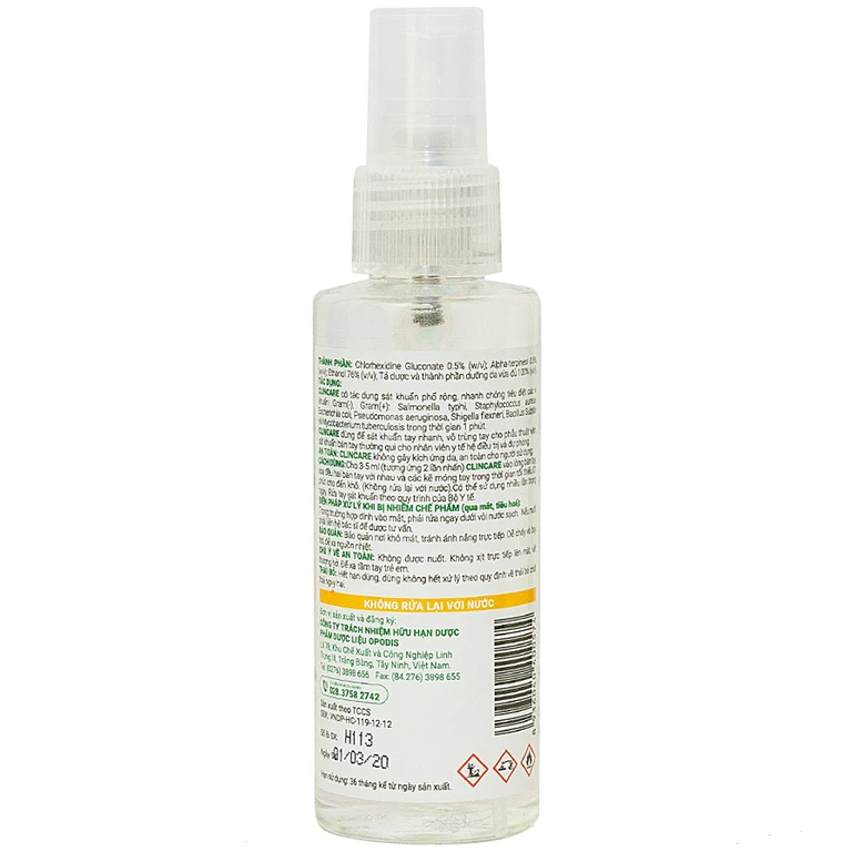 Sát khuẩn tay nhanh Clincare Opodis Pharma tiêu diệt 99,99% vi khuẩn, sát khuẩn tay nhanh (70ml)