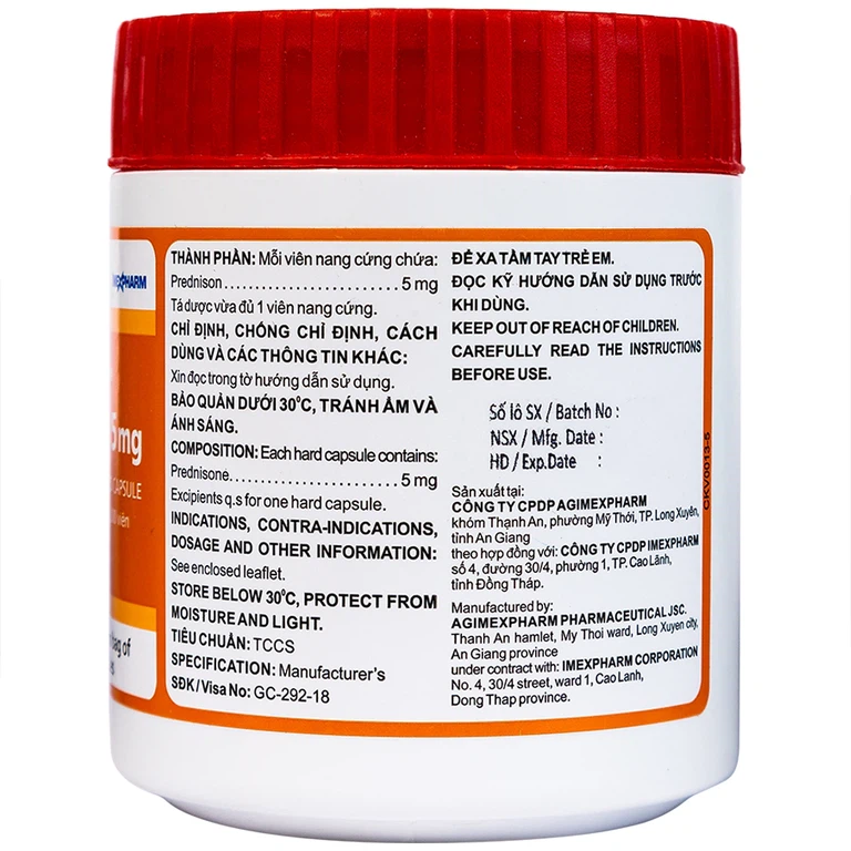 Thuốc Prednison 5mg Imexpharm điều trị viêm khớp dạng thấp (200 viên)
