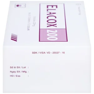 Thuốc Elacox 200 điều trị triệu chứng thoái hoá khớp, viêm khớp dạng thấp cấp hay mạn tính (10 vỉ x 10 viên)