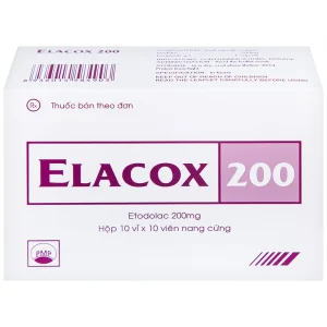 Thuốc Elacox 200 điều trị triệu chứng thoái hoá khớp, viêm khớp dạng thấp cấp hay mạn tính (10 vỉ x 10 viên)