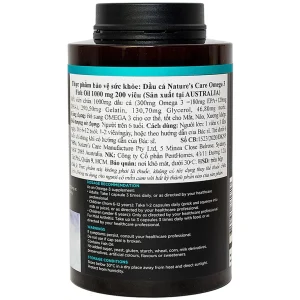 Viên dầu cá Fish Oil 1000mg Omega 3 Nature's Care bổ sung Omega 3, tốt cho mắt, não (200 viên)