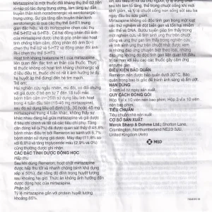 Thuốc Remeron 30mg MSD điều trị các đợt của trầm cảm nặng (3 vỉ x 10 viên)