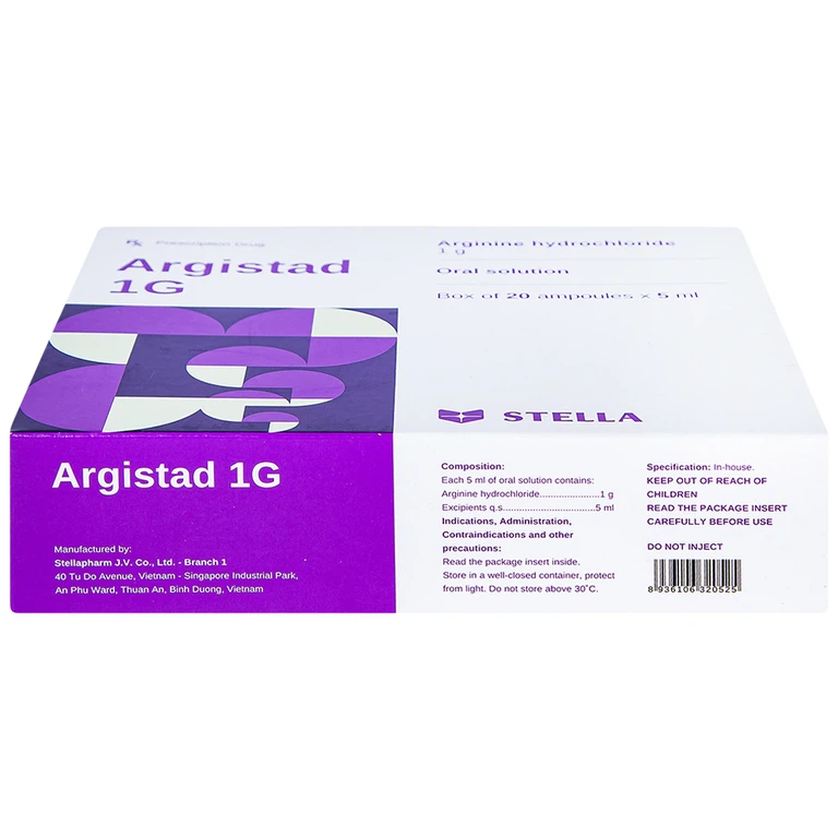 Dung dịch uống Argistad 1g Stella điều trị tăng amoniac huyết (20 ống x 5ml)