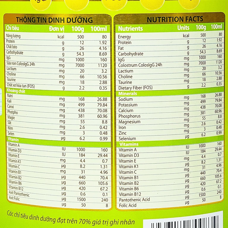 Sữa non ColosBaby Gold VitaDairy bổ sung kháng thể IgG tự nhiên (35 gói x 9.6g)