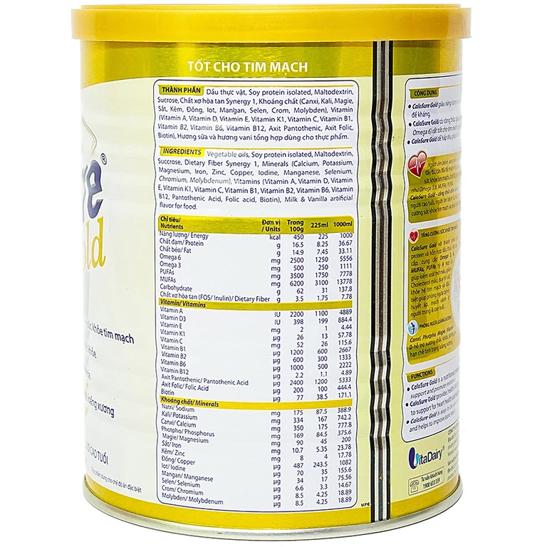 Sữa bột CaloSure gold Vitadairy tăng cường sức khỏe tim mạch, hồi phục sức khỏe (400g)
