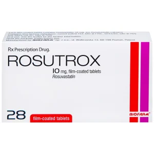 Thuốc Rosutrox 10mg Biofarm điều trị tăng cholesterol máu (4 vỉ x 7 viên)
