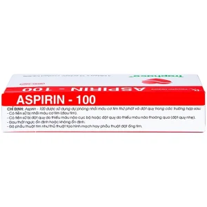 Thuốc Aspirin 100mg Traphaco phòng ngừa nhồi máu cơ tim, đột quỵ (3 vỉ x 10 viên)