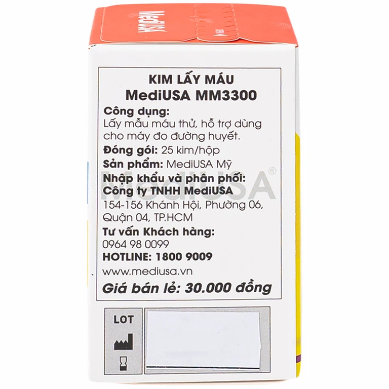 Kim lấy máu MediUSA MM3300 dùng cho máy đo đường huyết (25 cái)