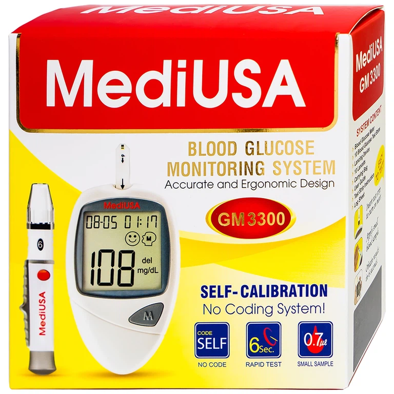 Máy đo đường huyết tự động MediUSA GM3300 thiết kế gọn nhẹ, thao tác sử dụng đơn giản
