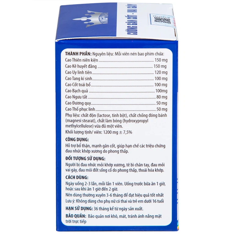 Viên uống Cường Gân Cốt - Vai Gáy Kingphar hỗ trợ bổ thận, mạnh gân cốt (60 viên)