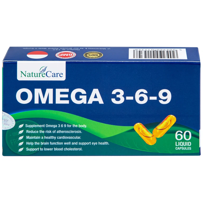 Viên uống Omega 3-6-9 NatureCare giảm nguy cơ xơ vữa động mạch, bảo vệ sức khỏe tim mạch (3 vỉ x 20 viên)