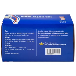 Viên uống Vững Mạch Chi Kingphar hỗ trợ tăng tính bền thành mạch, giảm nguy cơ suy tĩnh mạch (6 vỉ x 10 viên)