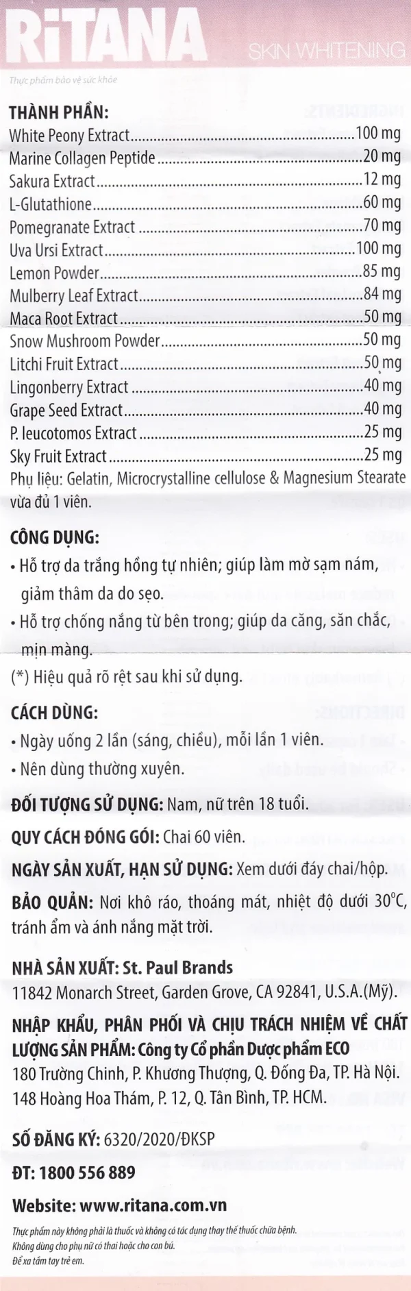Thực phẩm bảo vệ sức khỏe Ritana
