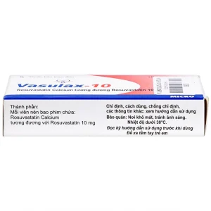 Thuốc Vasulax-10 Micro điều trị rối loạn lipid máu (3 vỉ x 10 viên)