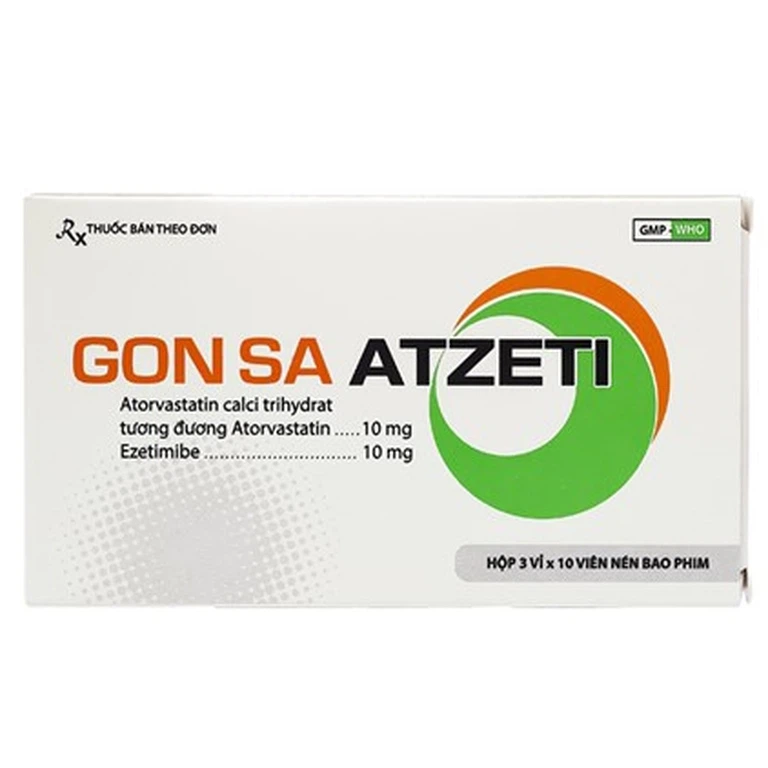 Thuốc Gon Sa Atzeti 10mg/10mg Davipharm điều trị tăng lipid máu nguyên phát (3 vỉ x 10 viên)