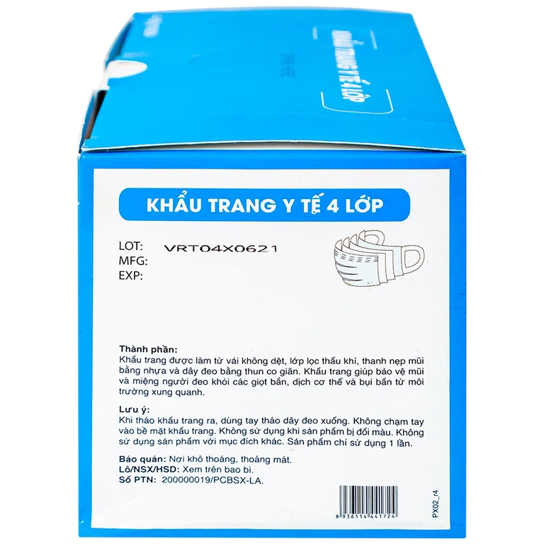 Khẩu trang y tế Công Nghệ Cao Su Việt Nam 4 lớp hỗ trợ ngăn khói, bụi, kháng khuẩn (50 cái)