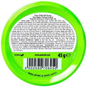 Kẹo ngậm không đường Pulmoll Lime Mint vị chanh bạc hà hỗ trợ bổ sung vitamin C cho cơ thể (45g)