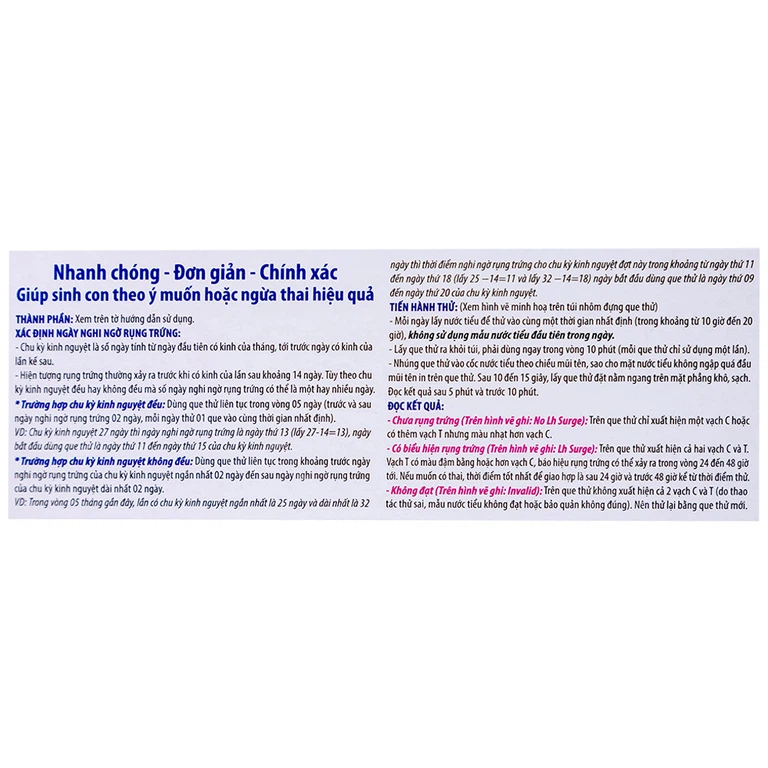 Que thử rụng trứng LH-Tana hỗ trợ phát hiện ngày rụng trứng nhanh chóng, đơn giản (12 que)