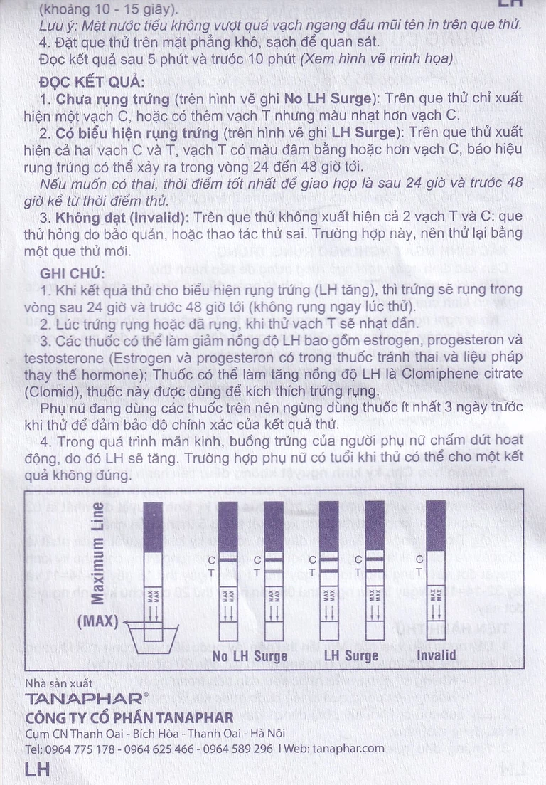 Que thử rụng trứng LH-Tana hỗ trợ phát hiện ngày rụng trứng nhanh chóng, đơn giản (12 que)