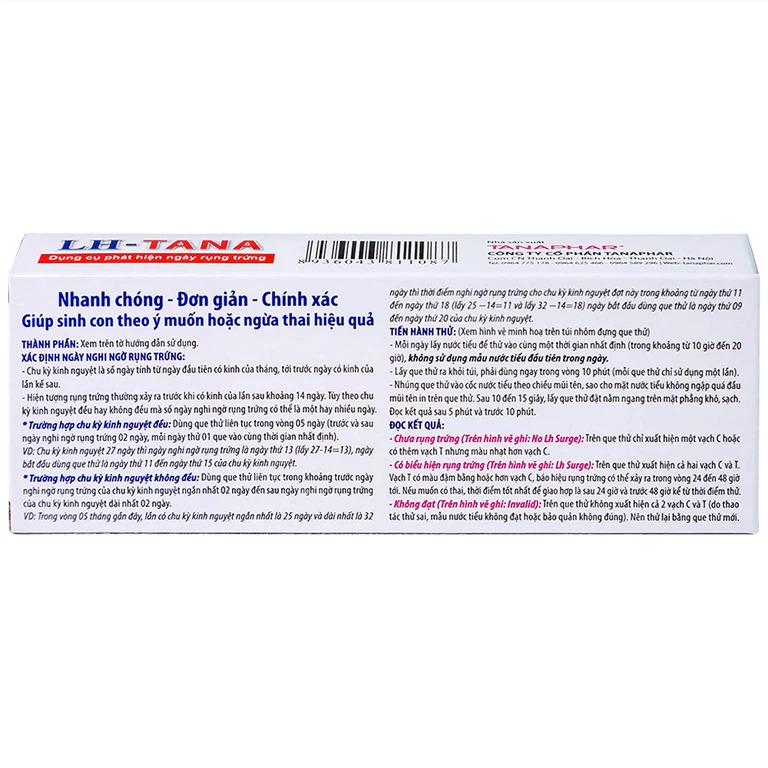Que thử rụng trứng LH-Tana hỗ trợ phát hiện ngày rụng trứng nhanh chóng, đơn giản (12 que)