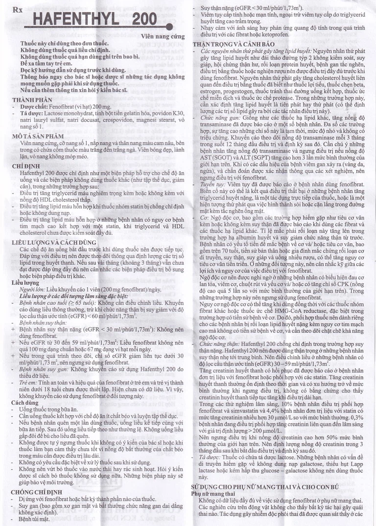 Thuốc Hafenthyl 200 Hasan điều trị tăng cholesterol máu (5 vỉ x 10 viên)