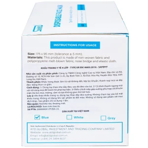 Khẩu trang y tế Safefit màu xanh 4 lớp hỗ trợ ngăn khói, bụi, kháng khuẩn (50 cái)