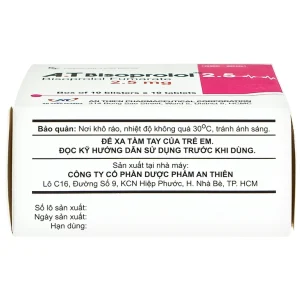 Thuốc A.T Bisoprolol 2.5mg An Thiên điều trị suy tim mạn tính ổn định (10 vỉ x 10 viên)
