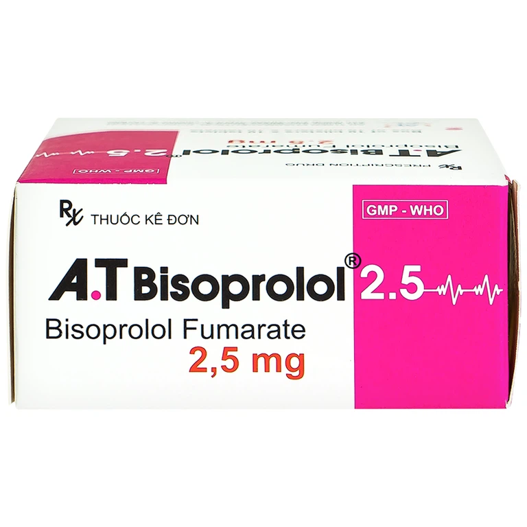 Thuốc A.T Bisoprolol 2.5mg An Thiên điều trị suy tim mạn tính ổn định (10 vỉ x 10 viên)