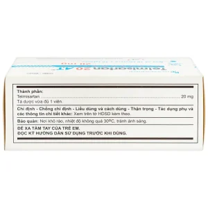 Thuốc Telmisartan 20 A.T điều trị tăng huyết áp (10 vỉ x 10 viên)