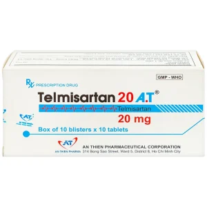 Thuốc Telmisartan 20 A.T điều trị tăng huyết áp (10 vỉ x 10 viên)