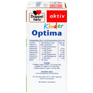 Dung dịch Kinder Optima Doppelherz Aktiv cung cấp L-lysine, một số vitamin và khoáng chất (100ml)