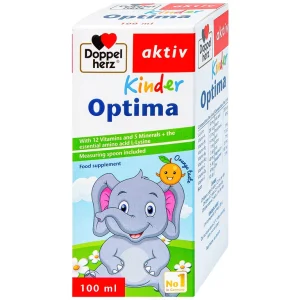 Dung dịch Kinder Optima Doppelherz Aktiv cung cấp L-lysine, một số vitamin và khoáng chất (100ml)