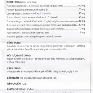 Viên dạ dày An Dạ Khang Naga Vesta giúp bảo vệ niêm mạc dạ dày, tá tràng (3 vỉ x 10 viên)