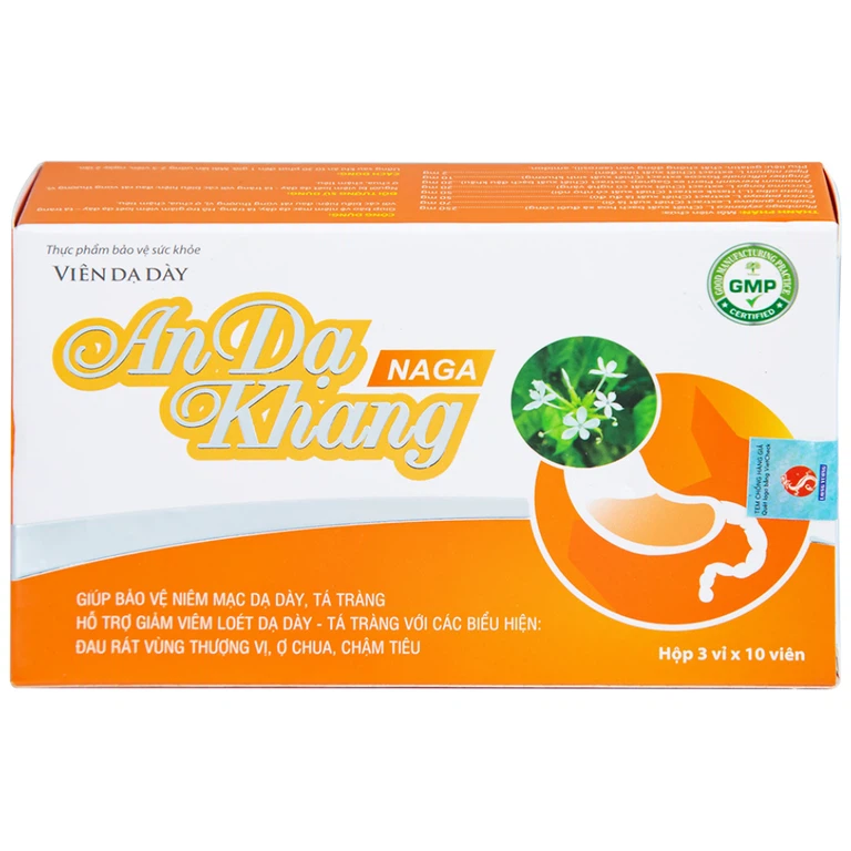 Viên dạ dày An Dạ Khang Naga Vesta giúp bảo vệ niêm mạc dạ dày, tá tràng (3 vỉ x 10 viên)