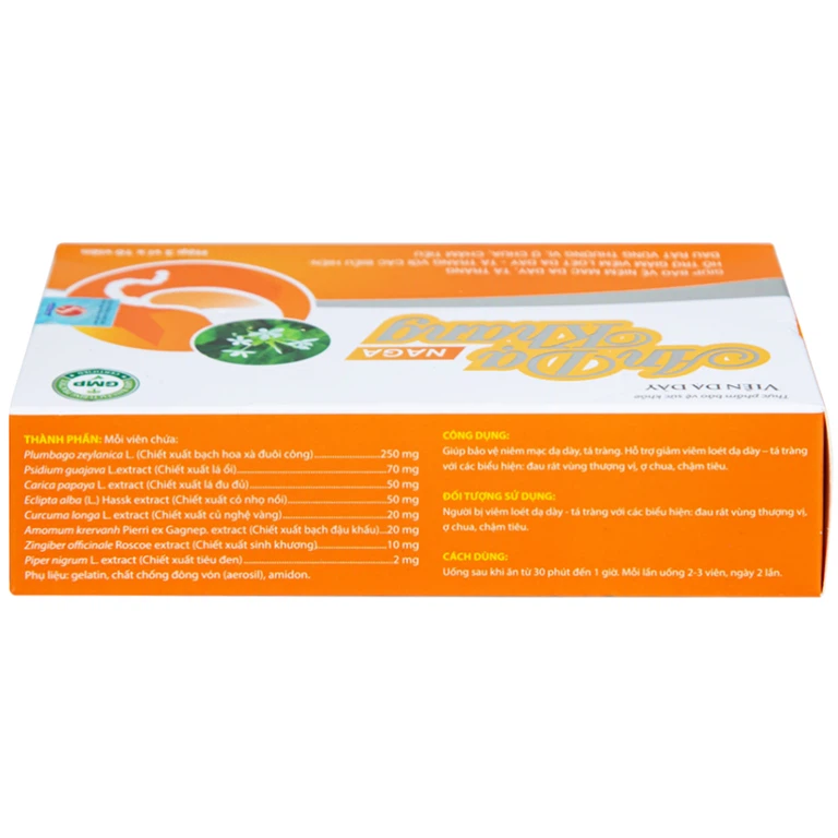 Viên dạ dày An Dạ Khang Naga Vesta giúp bảo vệ niêm mạc dạ dày, tá tràng (3 vỉ x 10 viên)