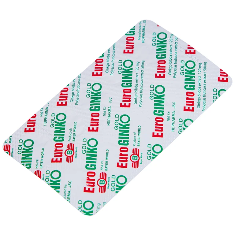 Viên uống Euro Ginko Gold HD Pharma hỗ trợ hoạt huyết, tăng cường tuần hoàn máu não (100 viên)