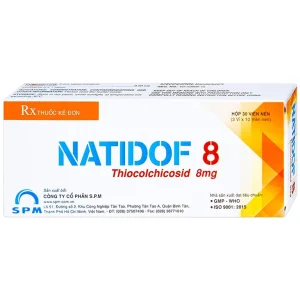 Viên nén Natidof 8 SPM điều trị thoái hóa đốt sống, vẹo cổ, đau lưng (3 vỉ x 10 viên)
