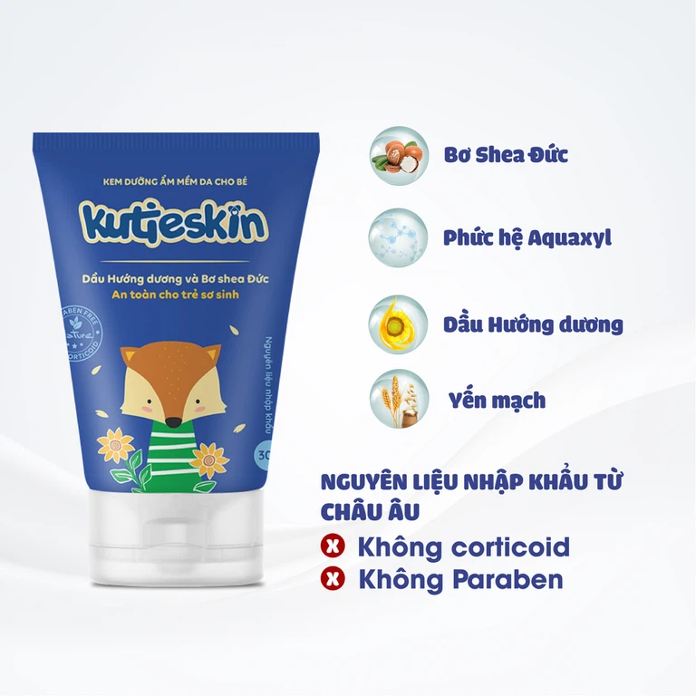 Kem dưỡng ẩm mềm da cho bé Kutieskin giảm khô ngứa, nứt nẻ da (30g)