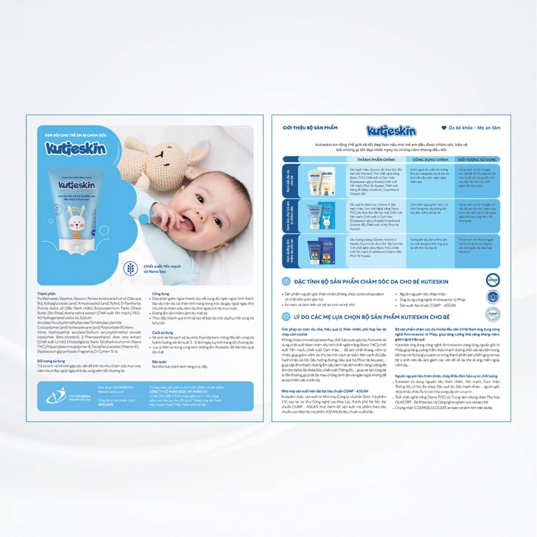 Kem bôi cho trẻ em bị chàm sữa Kutieskin giảm ngứa, kháng viêm, cải thiện bong tróc da (30g)