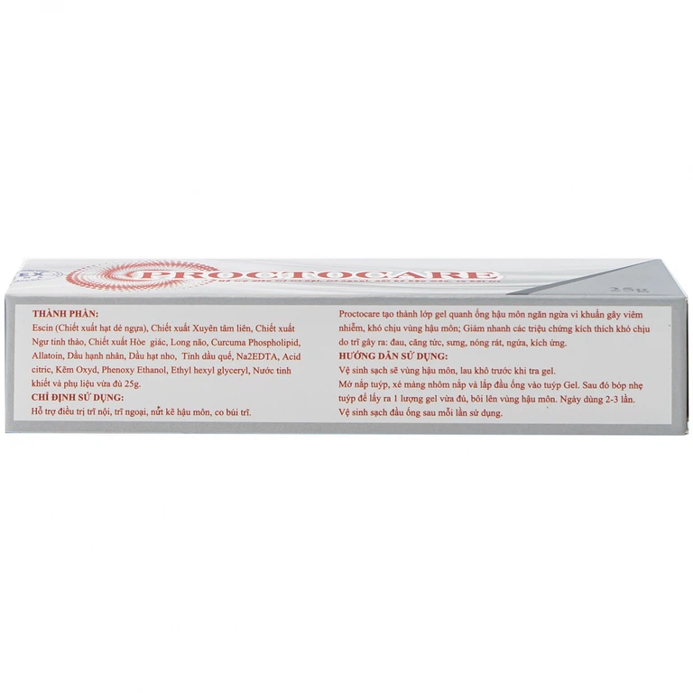 Gel bôi Proctocare Bimex hỗ trợ điều trị trĩ nội, trĩ ngoại, nứt kẽ hậu môn, co búi trĩ (25g)