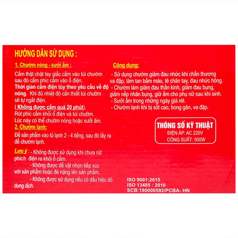 Túi chườm đa năng Thiên Thanh chườm nóng, sưởi ẩm, chườm lạnh, giữ ấm 4 - 6 tiếng