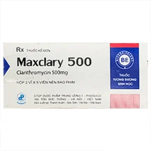 Viên nén Maxclary 500 Pharbaco điều trị viêm amidan, viêm tai giữa, viêm xoang cấp (1 vỉ x 10 viên)