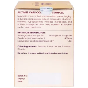 Viên uống Alltimes Care Platinum Cordyceps tăng cường sức khoẻ, nâng cao sức đề kháng (60 viên)